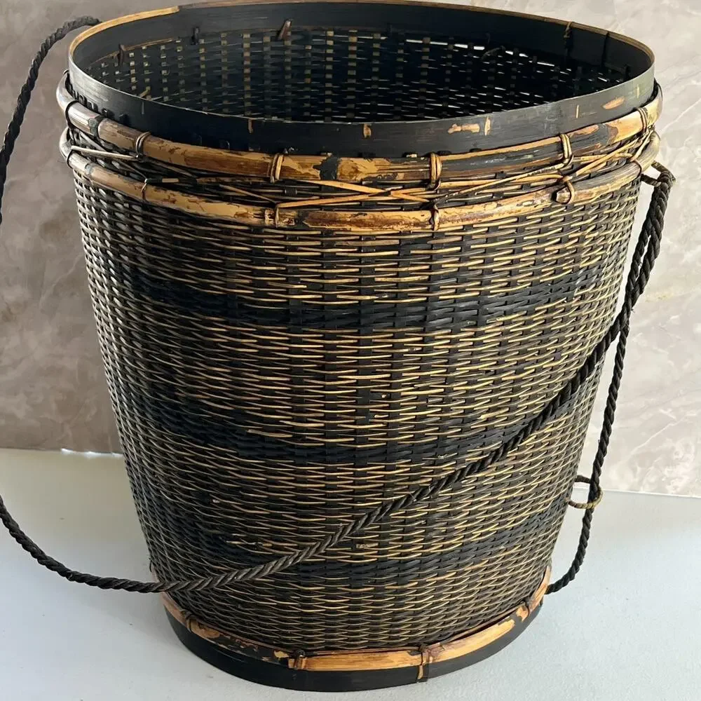 Vintage Thai Handicraft Tea Leaf Storage Basket Brown Backpack 16